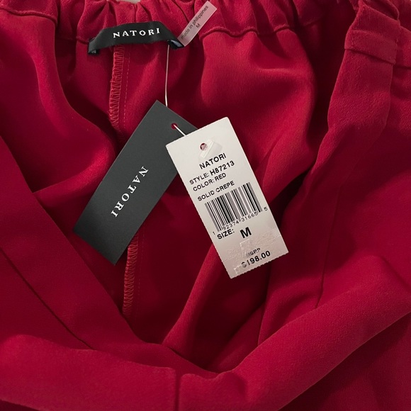 Natori Red Crepe Slim Pants Size Medium - Picture 7 of 13